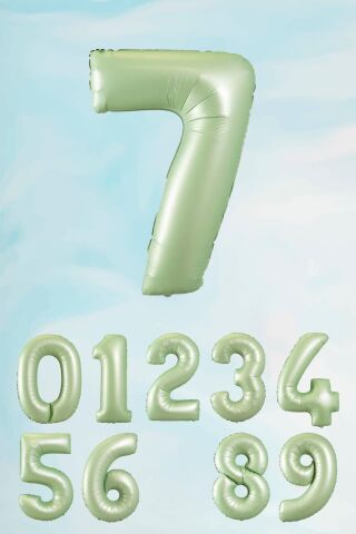 Retro Yeşil Rakam Balonlar 80 cm Retro Renk Yaş Balonları 0