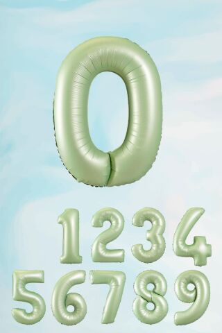 Retro Yeşil Rakam Balonlar 80 cm Retro Renk Yaş Balonları 0