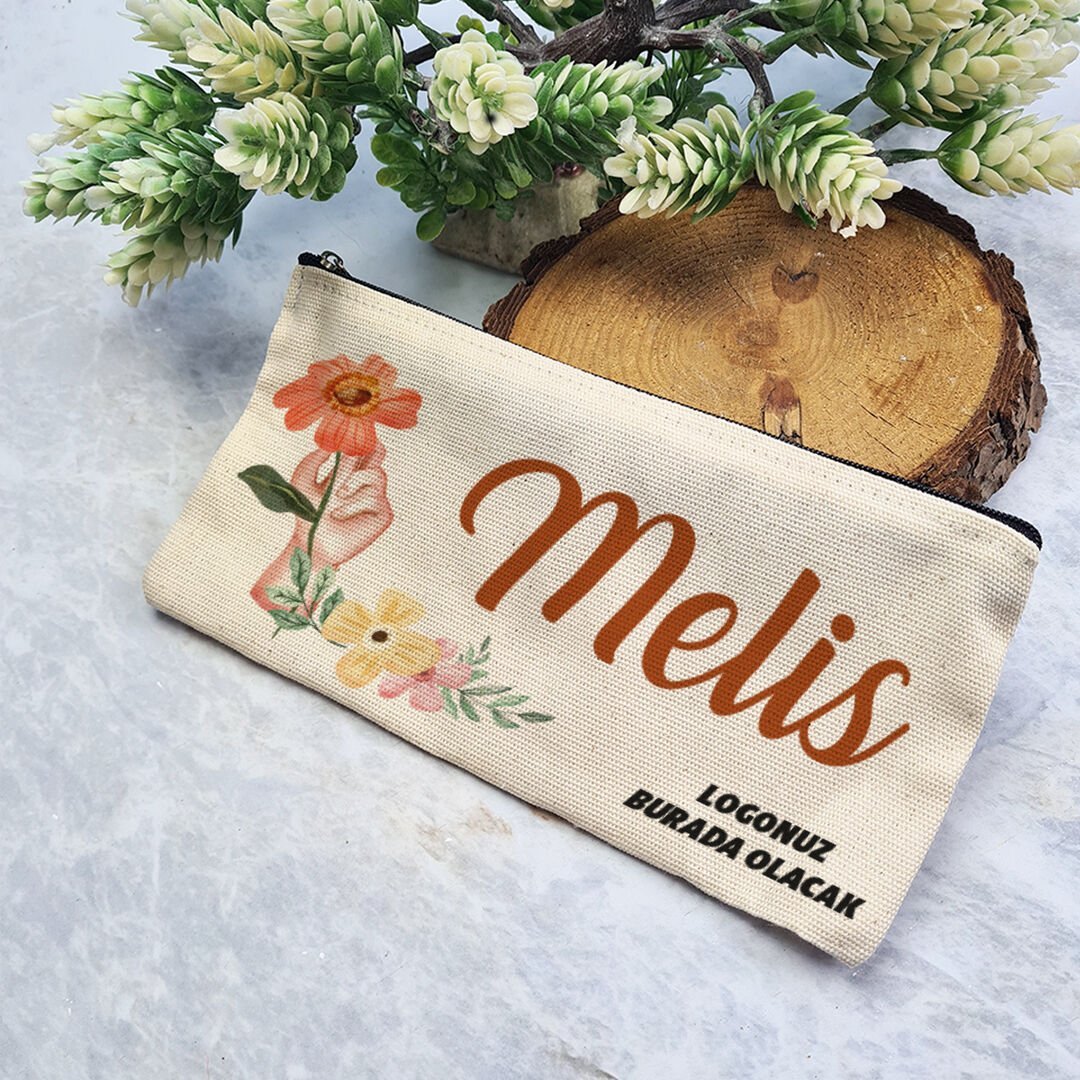 Turuncu Çiçekler 8 Mart Hediyesi Kalemlik Şirket Logolu