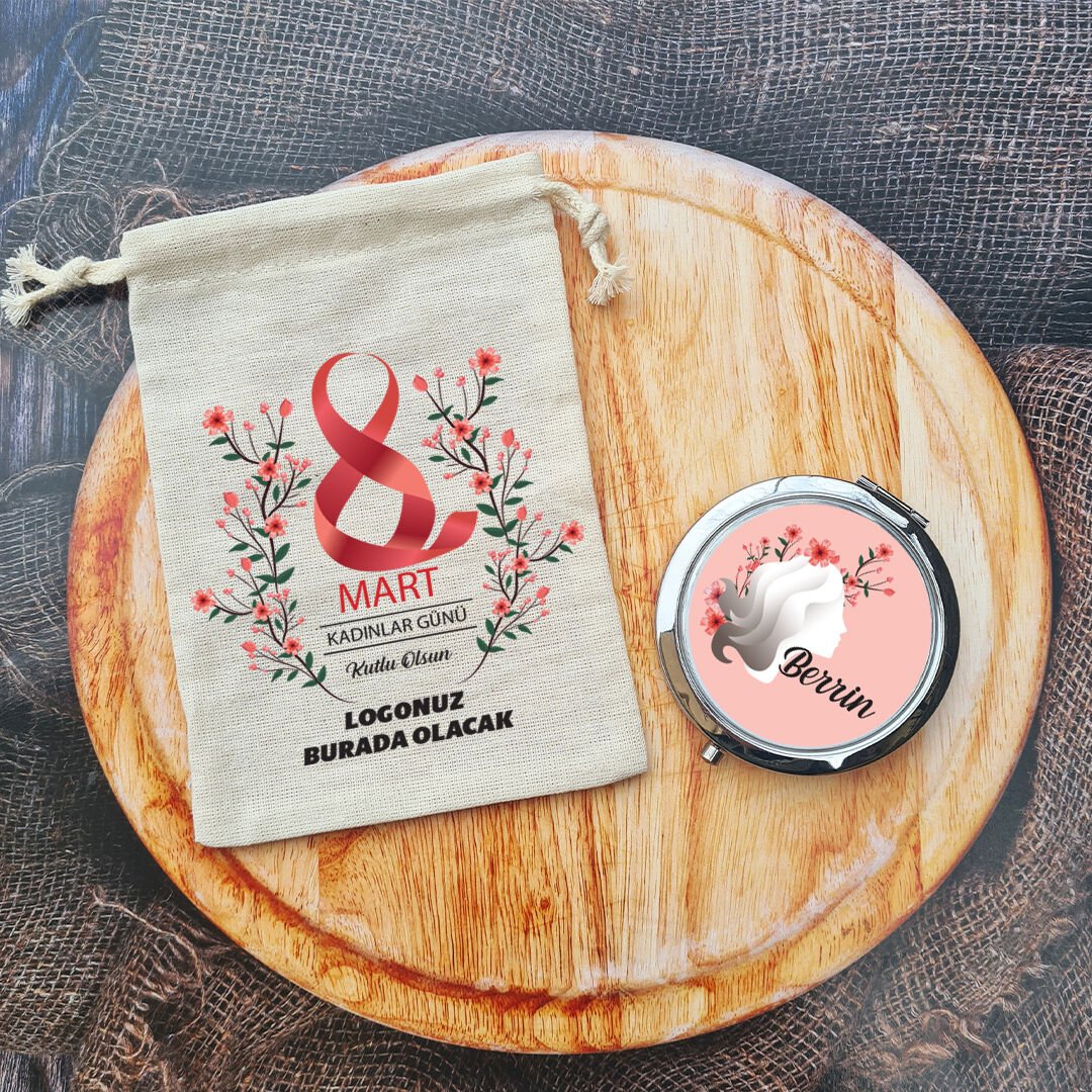 Tek Tek İsimli 8 Mart Kadınlar Günü Hediyesi Metal Ayna Kırmızı Çiçekler