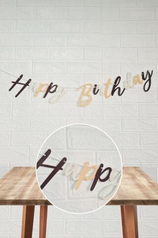 Retro Renkler Happy Birthday Banner Kaligrafi El Yazısı Retro Doğum Günü Duvar Süsü