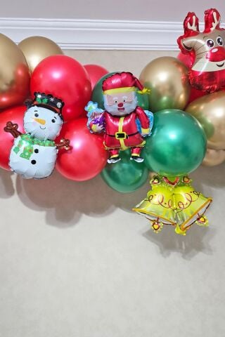 Yılbaşı Balon Zinciri Paketi Yılbaşı Balon Süsleme Seti 39 Parça Yılbaşı Tema Folyo Balonlu Set