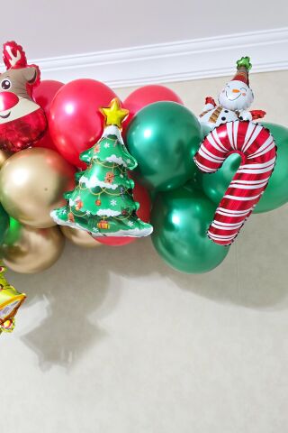 Yılbaşı Balon Zinciri Paketi Yılbaşı Balon Süsleme Seti 39 Parça Yılbaşı Tema Folyo Balonlu Set