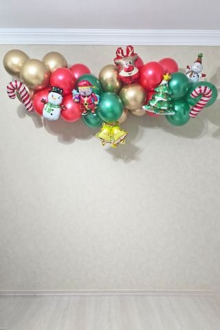 Yılbaşı Balon Zinciri Paketi Yılbaşı Balon Süsleme Seti 39 Parça Yılbaşı Tema Folyo Balonlu Set