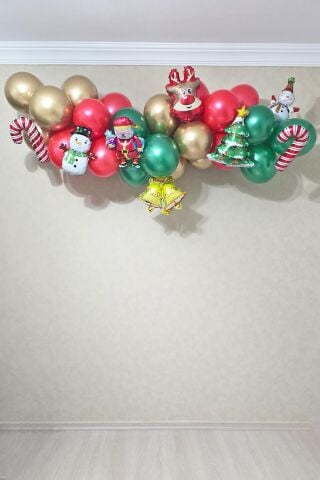 Yılbaşı Balon Zinciri Paketi Yılbaşı Balon Süsleme Seti 39 Parça Yılbaşı Tema Folyo Balonlu Set