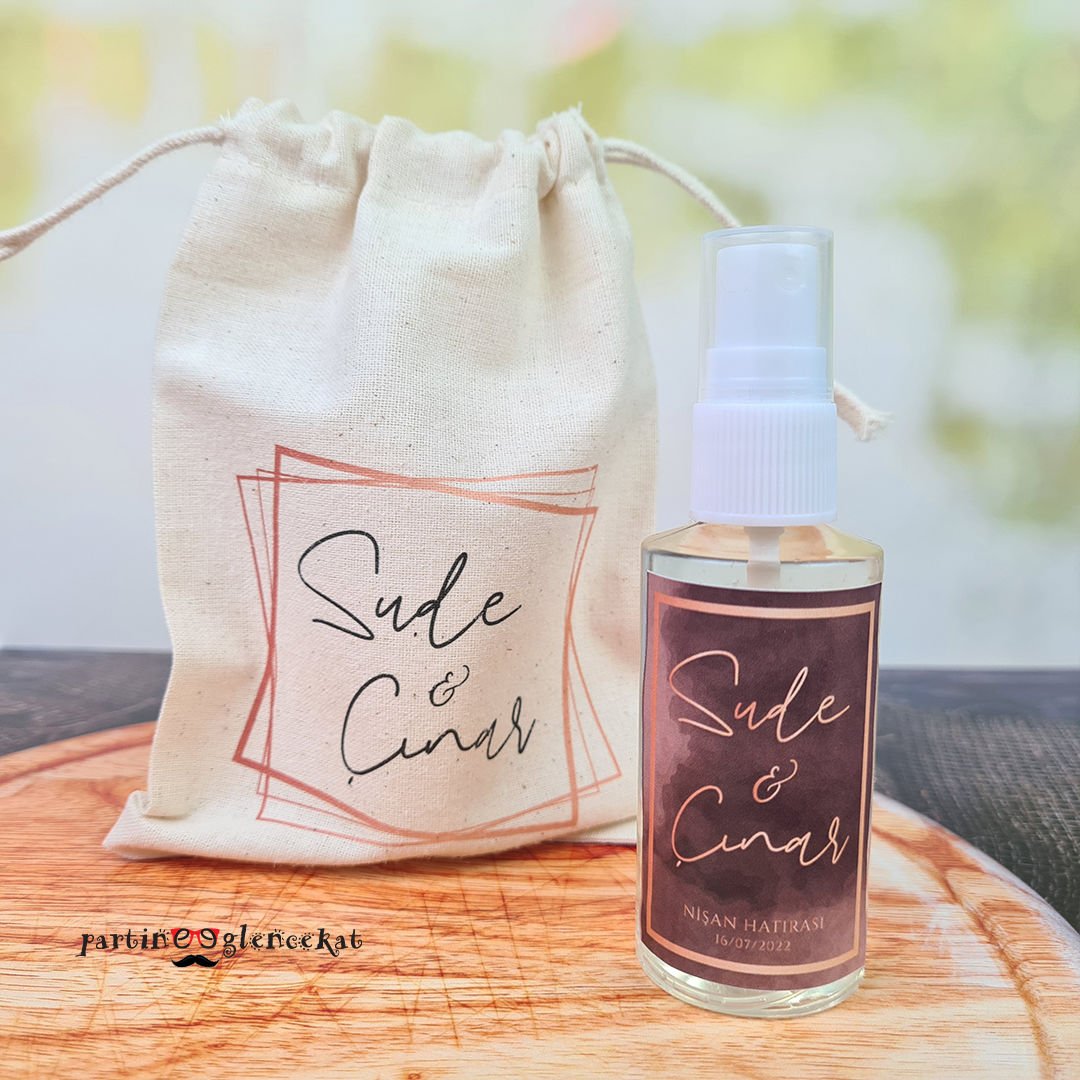 Rose Gold Fısfıslı Plastik Kolonya Hediyelik Kese ile Birlikte