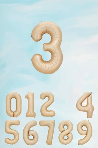 Retro Karamel Rakam Balon 80 cm Retro Renk Yaş Balonları