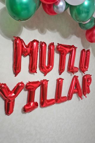 Mutlu Yıllar 2025 Balon Seti Harf ve Rakam 2025 Yılbaşı Balon Süsleme Seti