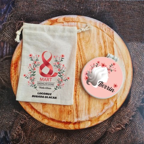 Tek Tek İsimli Kırmızı Çiçekler Kadın Silüeti 8 Mart Hediyelik Ayna