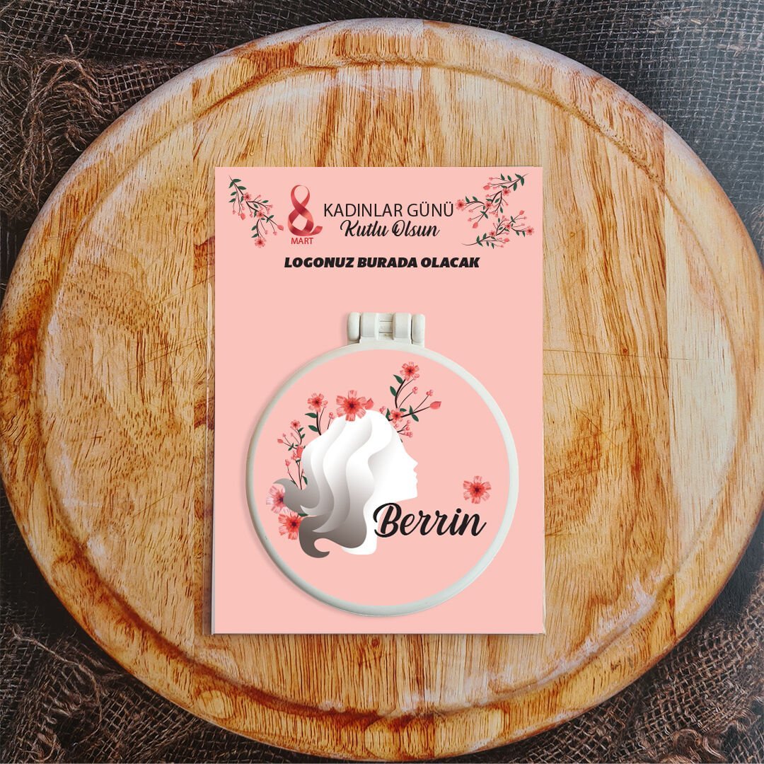 Tek Tek İsimli Kırmızı Çiçekler Kadın Silüeti 8 Mart Hediyelik Ayna