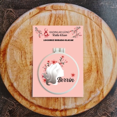Tek Tek İsimli Kırmızı Çiçekler Kadın Silüeti 8 Mart Hediyelik Ayna