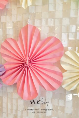 Makaron Renkler Çiçekler Yelpaze Duvar Süsleri