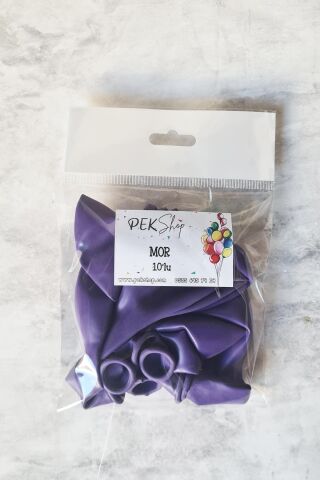 Mor Balon 10 Adet - 12 inc 30 cm Parti Balonu