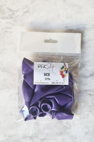 Mor Balon 10 Adet - 12 inc 30 cm Parti Balonu
