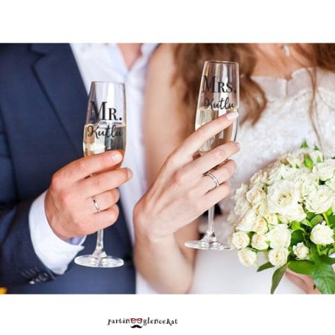 Mr-Mrs Kişiye Özel Şampanya Kadehi 2'li