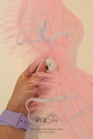 Pembe Melek Kanadı Işıklı Melek Kanatları Giyilebilir