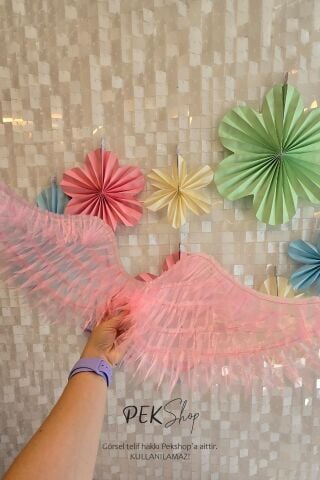 Pembe Melek Kanadı Işıklı Melek Kanatları Giyilebilir