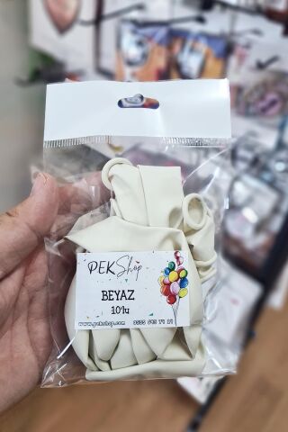 Beyaz Balon 10 Adet - 12 inc 30 cm Parti Balonu
