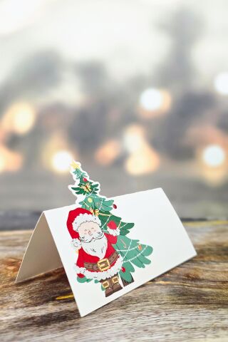 Noel Baba İsimlik Kartı - Yılbaşı Ağacı Yılbaşı Sofra Süsü İsim Kartı 12'li