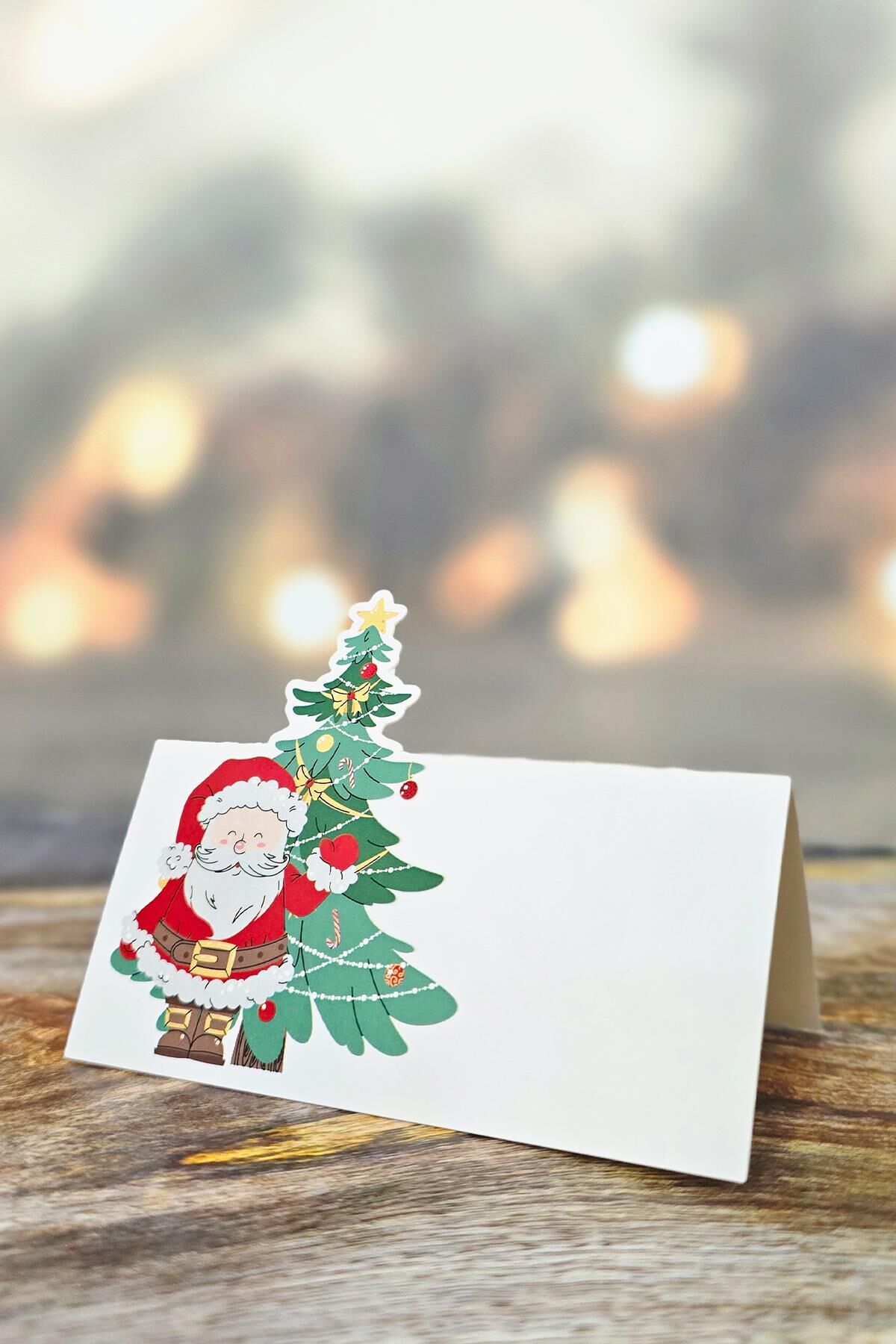 Noel Baba İsimlik Kartı - Yılbaşı Ağacı Yılbaşı Sofra Süsü İsim Kartı 12'li