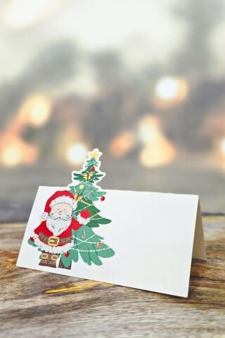 Noel Baba İsimlik Kartı - Yılbaşı Ağacı Yılbaşı Sofra Süsü İsim Kartı 12'li