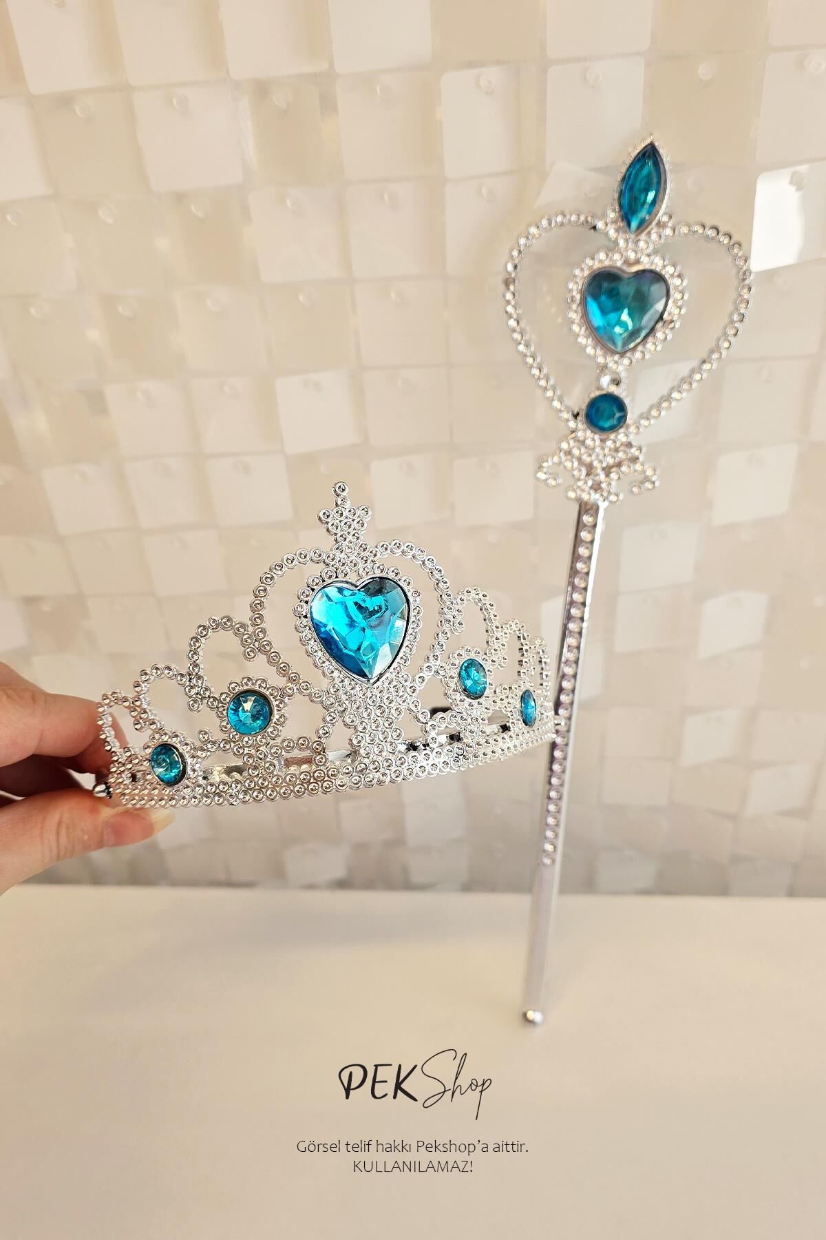 Karlar Ülkesi Prenses Taç ve Asa Seti Mavi