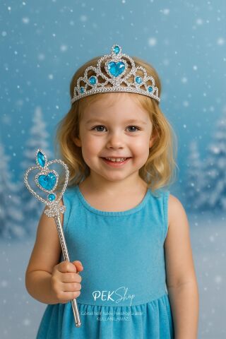 Karlar Ülkesi Prenses Taç ve Asa Seti Mavi