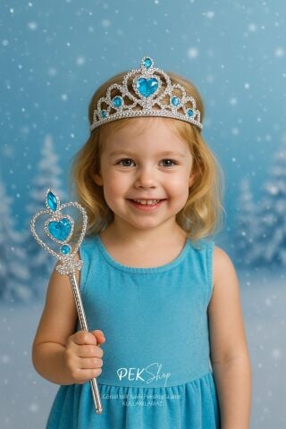 Karlar Ülkesi Prenses Taç ve Asa Seti Mavi