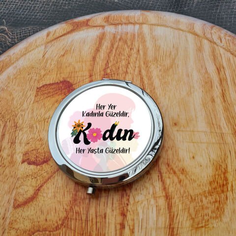 8 Mart Kadınlar Günü Hediyesi Ayna Firma Logolu Renkli Kadınlar