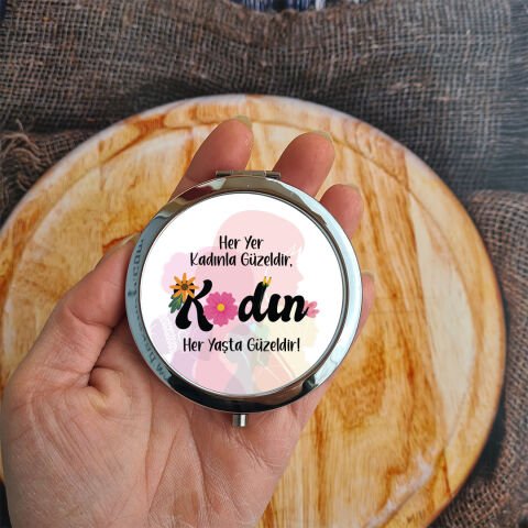 8 Mart Kadınlar Günü Hediyesi Ayna Firma Logolu Renkli Kadınlar