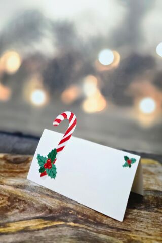 Candy Cane İsimlik Kartı - Baston Şeker Yılbaşı Sofra Süsü İsim Kartı 12'li