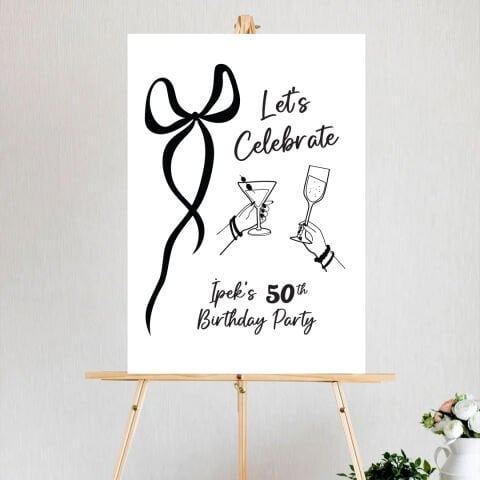 Siyah Zarif Fiyonk Let's Celebrate Konsept Doğum Günü Panosu