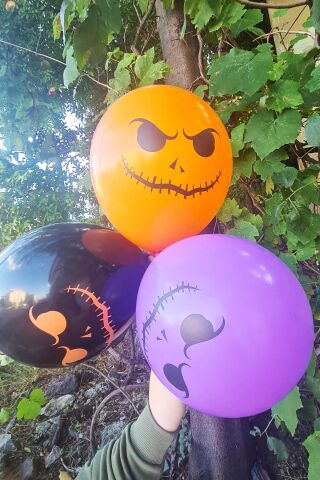 Cadılar Bayramı Balonları 10lu Paket Halloween Baskılı Balonlar 50 Adet Balon
