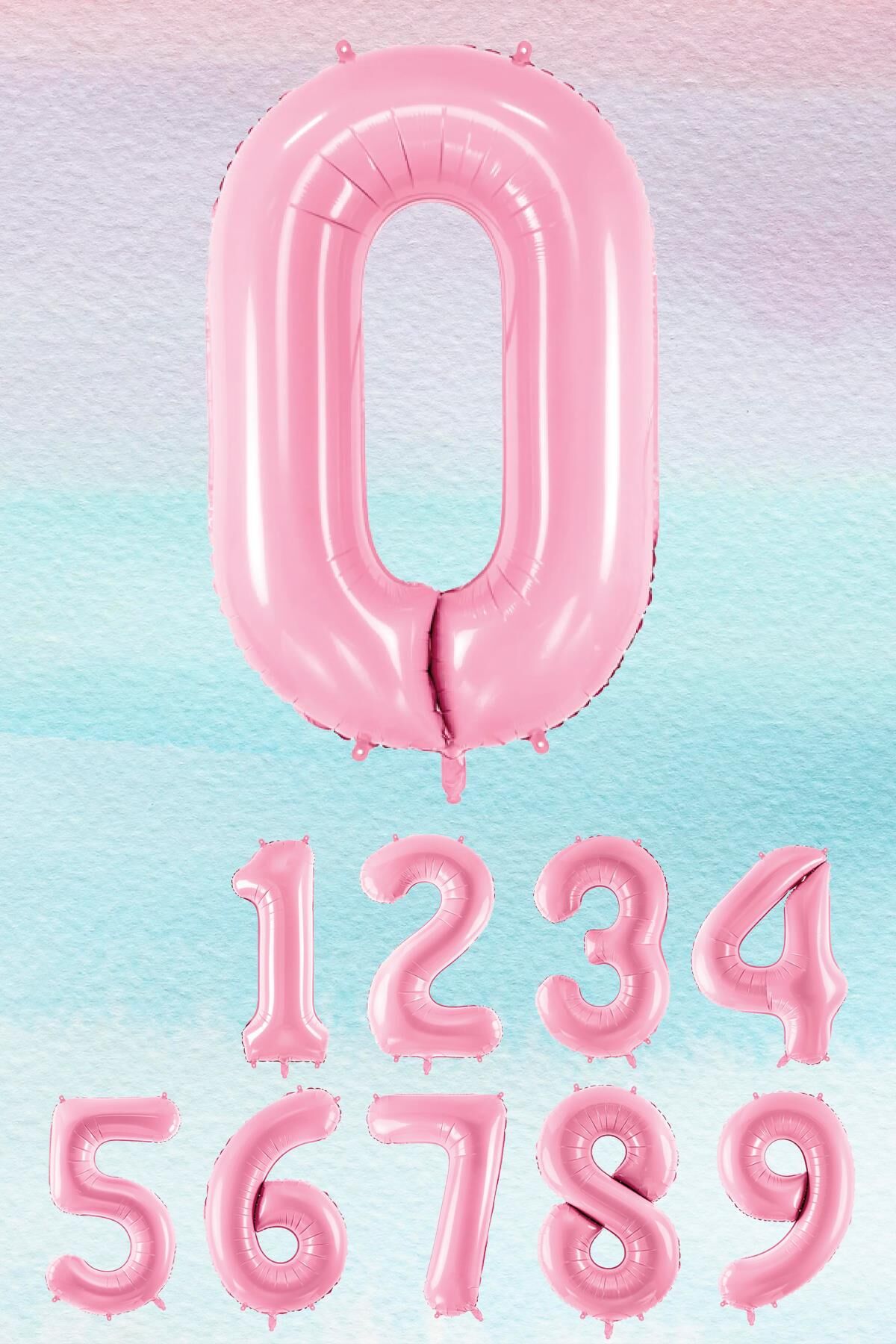 Pembe Rakam Balonlar 75cm Dev Uçan Sayı Balon 0