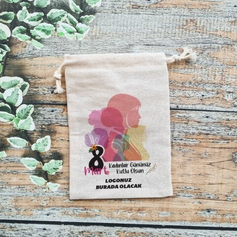 Renkli Kadınlar 8 Mart Kadınlar Günü Hediye Kesesi Şirket Logolu