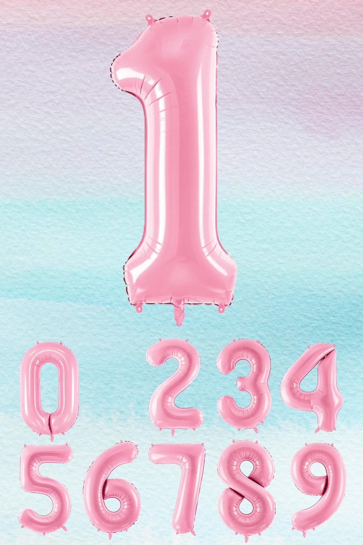 Pembe Rakam Balonlar 75cm Dev Uçan Sayı Balon 1