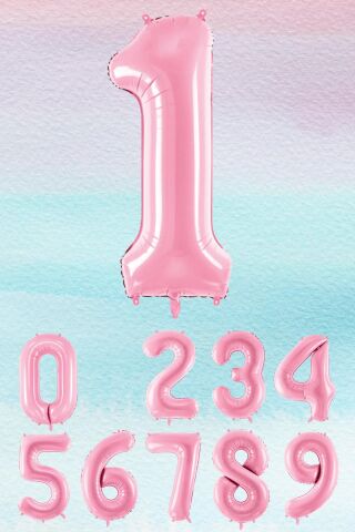 Pembe Rakam Balonlar 75cm Dev Uçan Sayı Balon 1