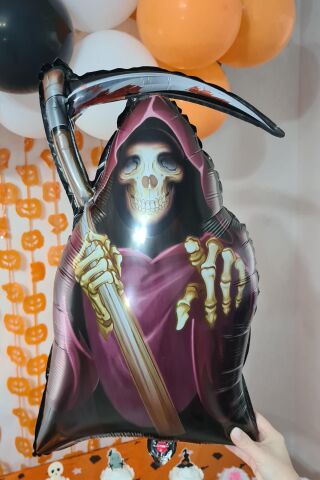 Cadılar Bayramı Azrail Balon Oraklı İskelet Azrail Halloween Balonu