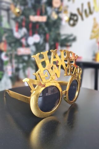 Gold Happy New Year Yılbaşı Parti Gözlüğü Yılbaşı Parti Gözlük