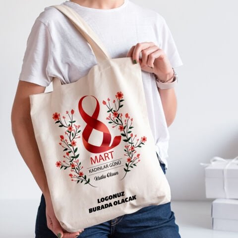 Kırmızı Çiçekli 8 Mart Hediyesi Kol Çantası