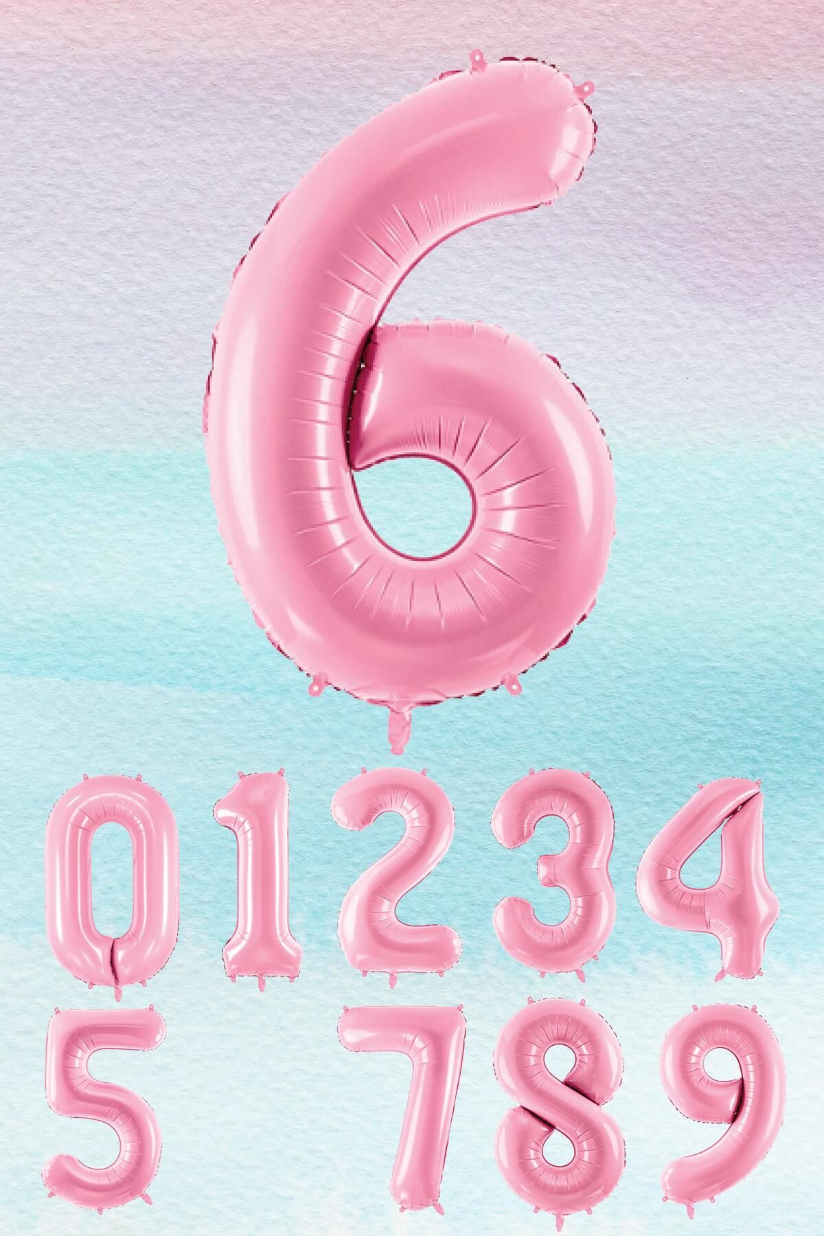 Pembe Rakam Balonlar 75cm Dev Uçan Sayı Balon 6