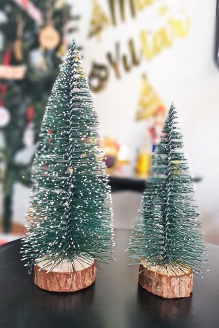 Yılbaşı Ağacı 2li Masa Üstü Yılbaşı Ağacı Seti 2 Ad - Büyük ve Orta Boy Yılbaşı Ağacı