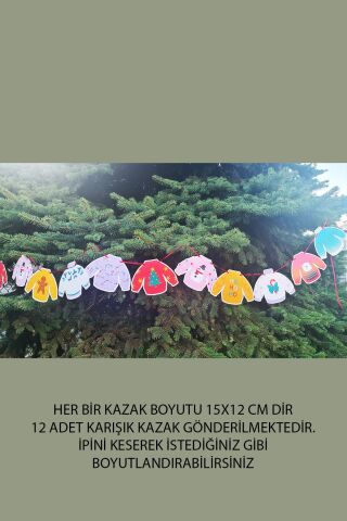 Yılbaşı İpe Dizili Kart Süsler Yılbaşı Desenli Kazaklar Banner