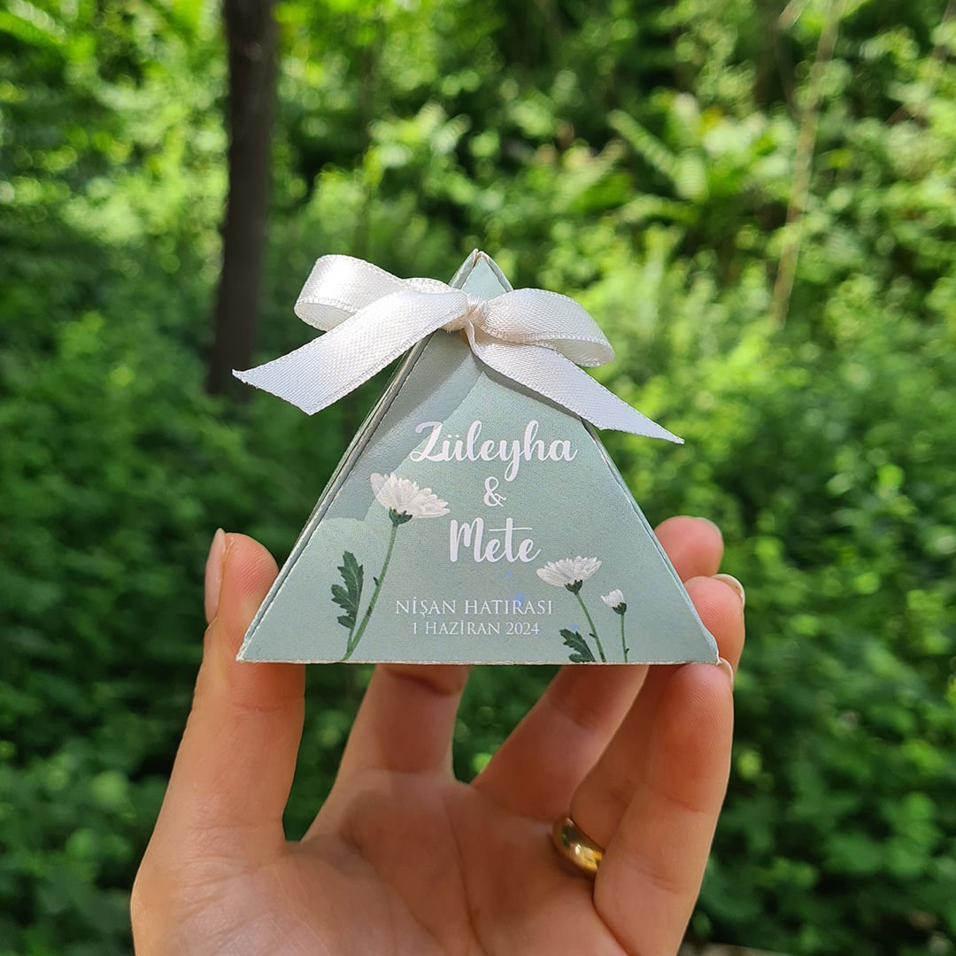 Retro Green Konsept Piramit Şekilli Nikah Şekeri