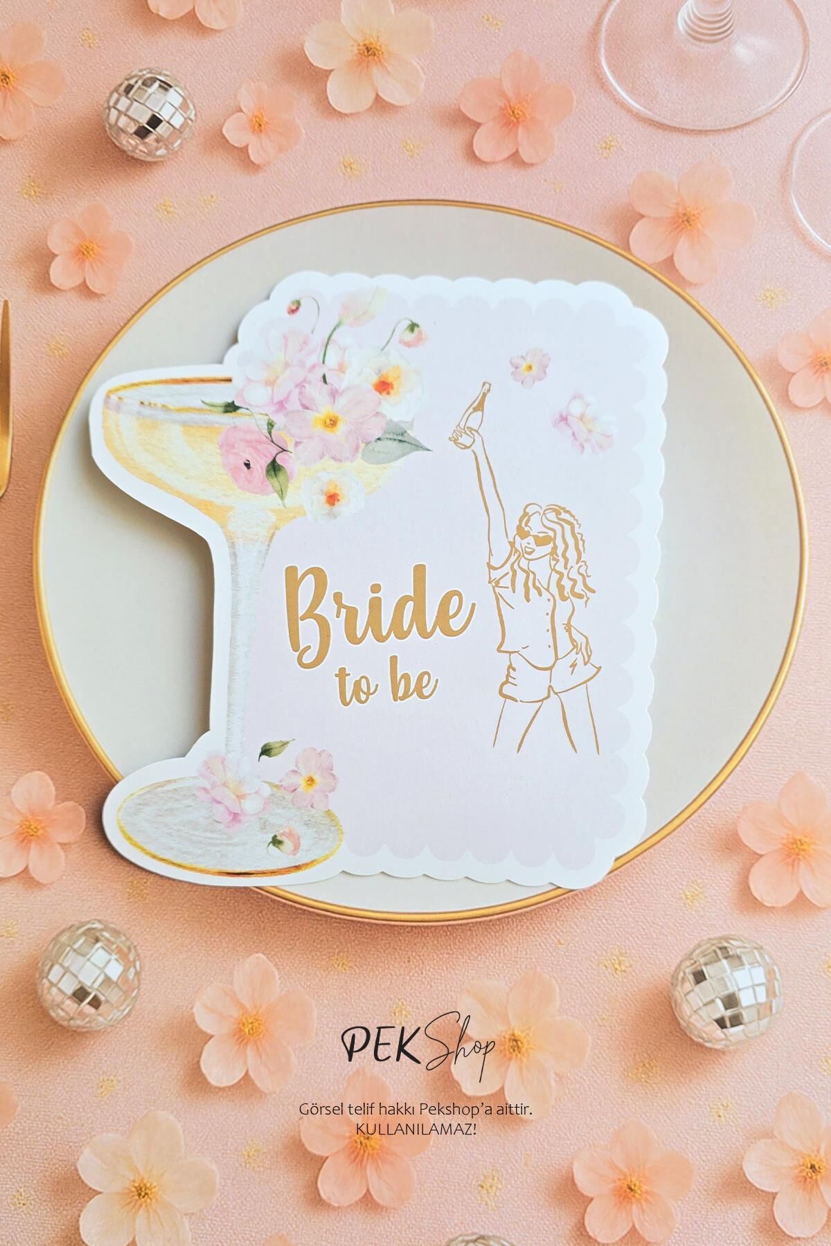Çiçekli Bride Konsept Bride To Be Masa Kartı Bride Masa Süsleri 4lü
