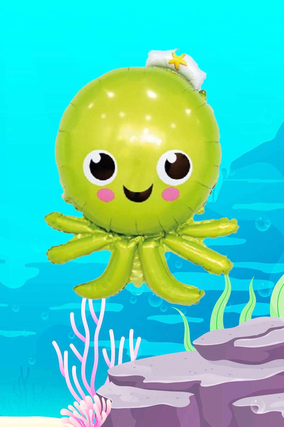 Sevimli Ahtapot Balon Deniz Canlıları Parti Folyo Balonu Ahtapot