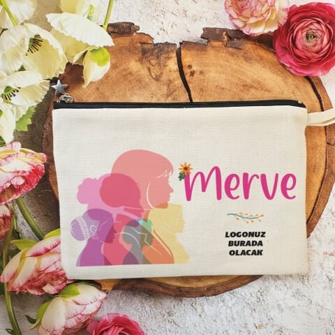 Tek Tek İsimli Astarlı Lüx Clutch Çanta Renkli Kadınlar 8 Mart Kadınlar Günü Logo Baskılı
