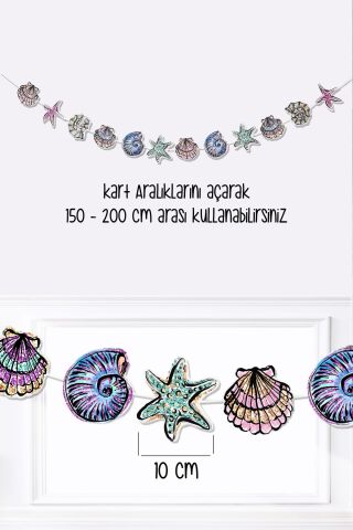 Midye Şekilli Duvar Süsü Banner Deniz Kızı Konsept