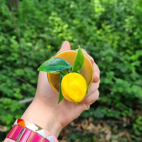 Limon Bahçesi Yapay Çiçek Süslemeli Konsept Mum Hediyelik