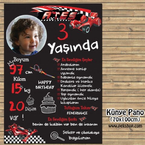 Yarış Arabası Konsept Künye Panosu (70x100cm)